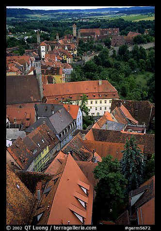 Rooftops seen from the Rathaus tower. Rothenburg ob der Tauber, Bavaria, Germany (color)