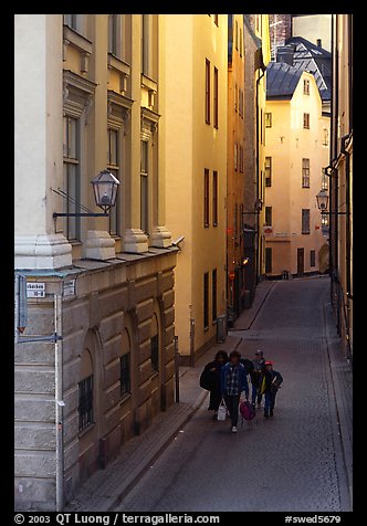 Narrow street of Gamla Stan. Stockholm, Sweden