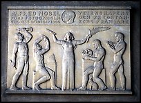 Bas relief in the Stadshuset commemorating Alfred Nobel. Stockholm, Sweden (color)
