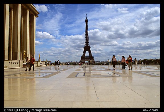 Parvis de Chaillot and Tour Eiffel. Paris, France (color)