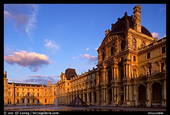 Denon Wing of the Louvre at sunset. Paris, France