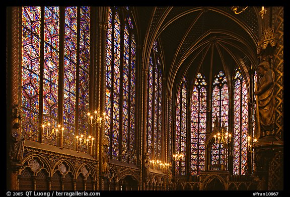 Sainte Chapelle haute covered with stained glass. Paris, France