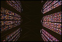 Stained glass and ceiling of Holy Chapel. Paris, France