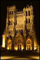 Notre Dame Cathedral at night, Amiens. France (color)