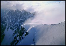 Alpinists on Aiguille du Midi ridge, Chamonix. France ( color)