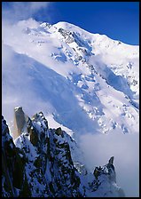 Cosmiques ridge and North Face of Mont Blanc, Chamonix. France ( color)