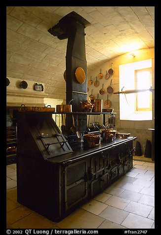 Kitchen of the Chenonceaux chateau. Loire Valley, France