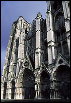West Facade of Saint-Etienne Cathedral with unusual five-portal arrangement. Bourges, Berry, France ( color)