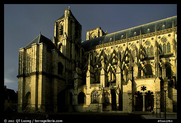 Bourges Cathedral before storm. Bourges, Berry, France