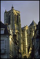Town houses and Cathedral. Bourges, Berry, France (color)