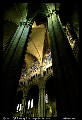 Columns inside Saint-Etienne Cathedral. Bourges, Berry, France (color)