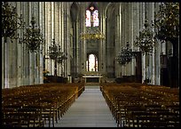 Nave,  Saint-Etienne Cathedral. Bourges, Berry, France (color)