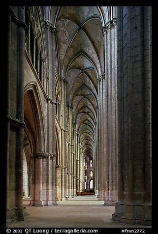 Side  aisle inside Bourges Saint Stephen Cathedral. Bourges, Berry, France