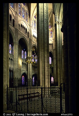 Interior view from choir, Saint-Etienne Cathedral. Bourges, Berry, France