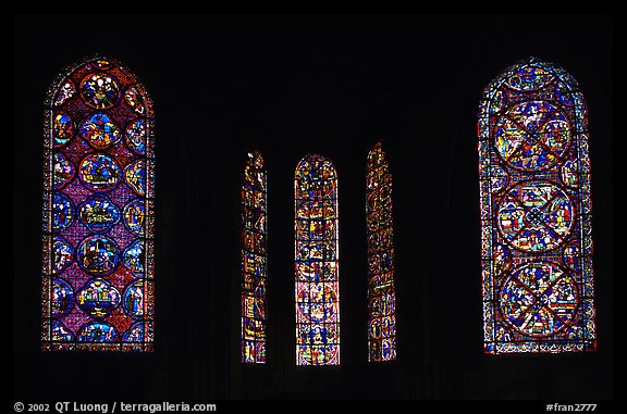 Stained glass windows, Bourges Cathedral. Bourges, Berry, France