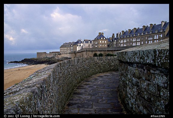 Along the ramparts of the old town, Saint Malo. Brittany, France (color)