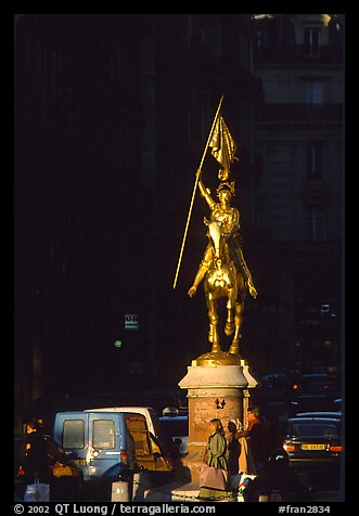 Statue of Joan of Arc on the place des Victoires. Paris, France (color)