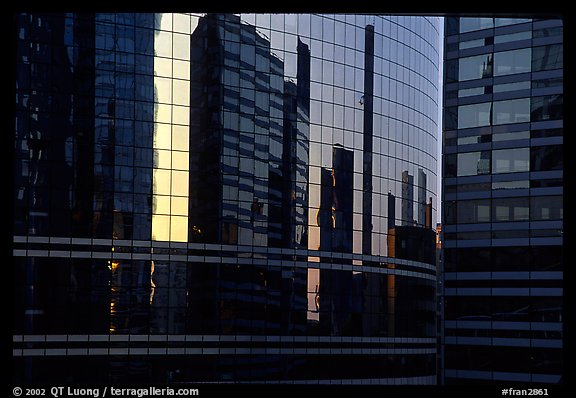 Reflections in modern office buildings, La Defense. France