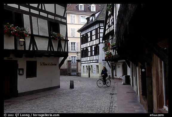 Street with half-timbered houses. Strasbourg, Alsace, France