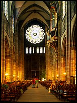 Inside the Notre Dame cathedral. Strasbourg, Alsace, France