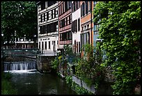 Half-timbered houses next to a canal. Strasbourg, Alsace, France (color)