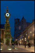 Dewailly Clock on the Marie-Sans-Chemise square by night, Amiens. France (color)