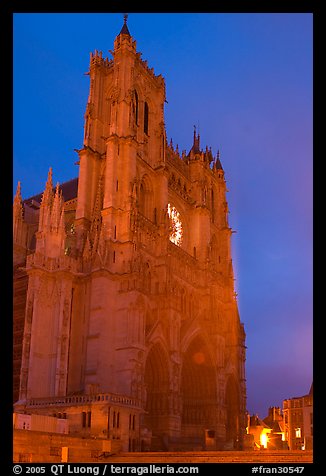 Cathedral at dusk, Amiens. France (color)