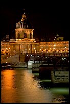Pont des Arts and Institut de France by night. Paris, France (color)