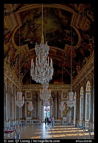 Gallerie des glaces room, Versailles Palace. France (color)