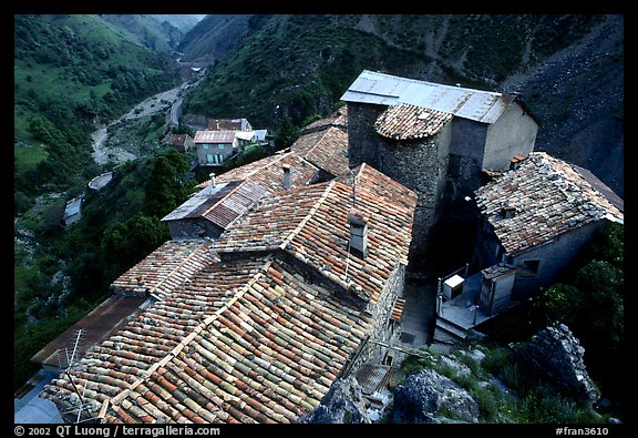 Rooftops in high perched Village. Maritime Alps, France (color)