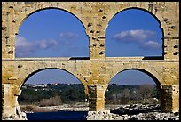 Lower and middle arches, Pont du Gard. France (color)