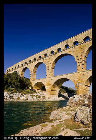 River Gard and Gard Bridge. France