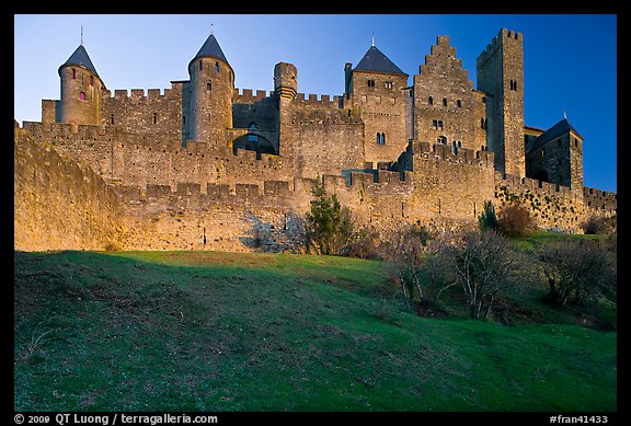 Fortified walls of the City. Carcassonne, France (color)