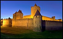 Rampart walls and stone towers. Carcassonne, France ( color)