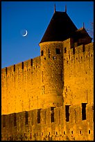 Ramparts and crescent moon. Carcassonne, France (color)