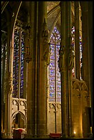 Columns, statues, and stained glass, basilique St-Nazaire. Carcassonne, France (color)
