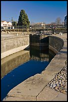 Lock and brige, Canal du Midi. Carcassonne, France (color)