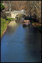 Ducks, barge and bridge, Canal du Midi. Carcassonne, France
