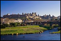 Aude River, Pont Vieux and medieval city. Carcassonne, France ( color)