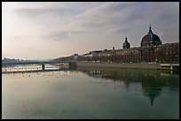 Rhone River and Hotel Dieu. Lyon, France (color)