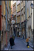 Narrow street in old city. Lyon, France