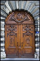 Historic wooden door. Lyon, France
