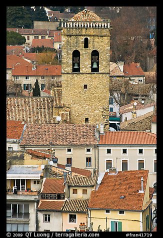 Houses and church tower, Orange. Provence, France (color)