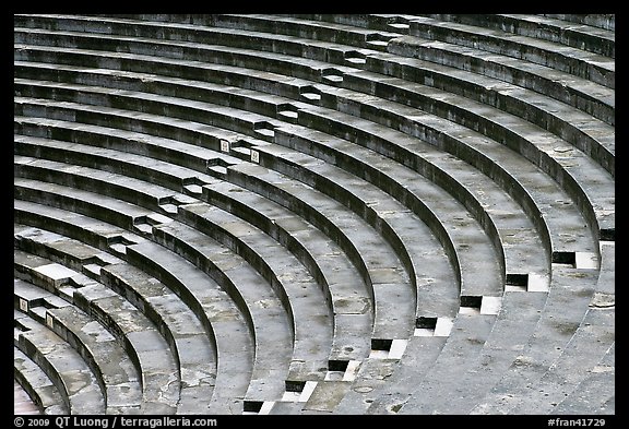 Tiered seats arrranged in a semi-circle, Orange. Provence, France (color)