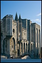 Massive walls of the Palace of the Popes. Avignon, Provence, France