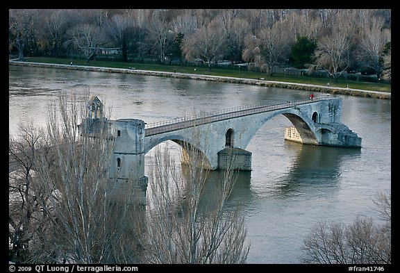 Pont St Benezet and Rhone River. Avignon, Provence, France (color)