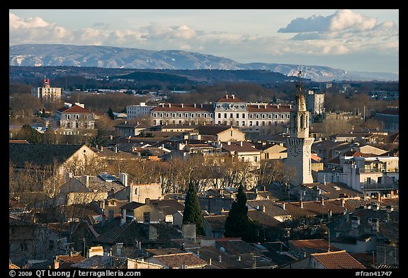 View over town and Alpilles mountains. Avignon, Provence, France (color)