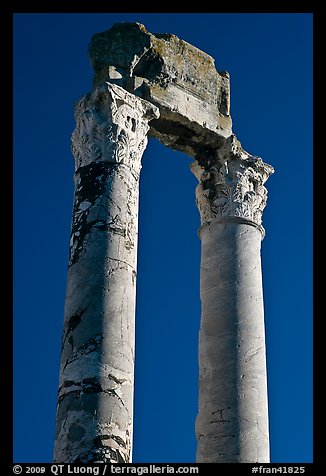 Ruined columns of the antique theatre. Arles, Provence, France