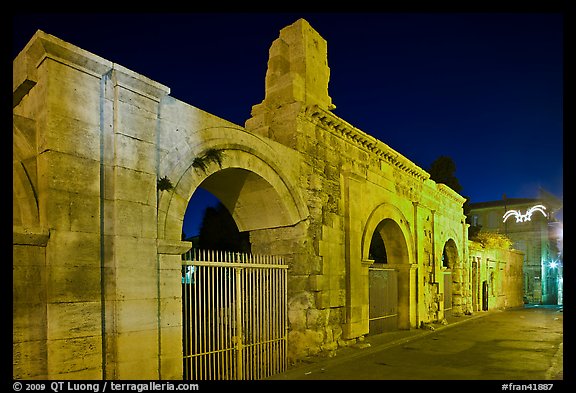 Roman theatre at night. Arles, Provence, France