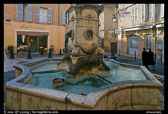 Fountain in old town plaza. Aix-en-Provence, France